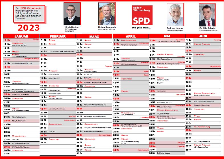 SPD Jahreskalender 2021
